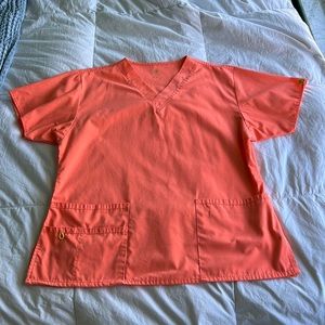 Tropical WonderWink Women’s Scrub Top Mango Orange & Yellow Workwear Sz Large L